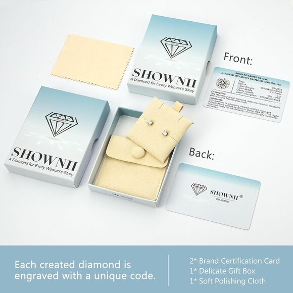 Diamond 4-Prong Lab-Grown Diamond Stud Earrings for Women 0.5CT 1CT 14K Gold Pla - Picture 5 of 7